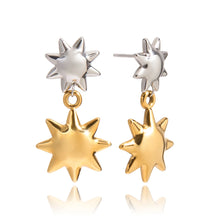 Učitaj sliku u preglednik galerije, 18K gold color plated sun pendant stud earrings in stainless steel