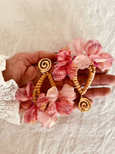 Load image into Gallery viewer, AGNES statement earrings with delicate pink flower petals.