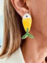 Load image into Gallery viewer, Lightweight acrylic fish earrings for summer outfits.