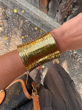 Load image into Gallery viewer, Wide gold textured cuff bracelet by Bernat Jewelry