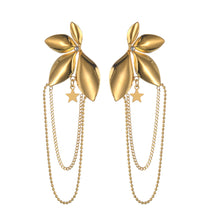 Load image into Gallery viewer, Close-up of zircon flower earrings capturing sparkle texture and high quality stainless steel finish