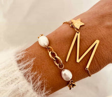Load image into Gallery viewer, Custom initial bracelet styled on wrist demonstrating meaningful everyday jewelry style