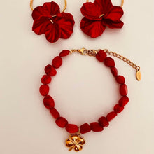 Load image into Gallery viewer, Statement bracelet with red stone beads.