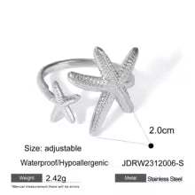 Load image into Gallery viewer, HALLEE - Adjustable stainless steel starfish summer ring