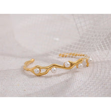Load image into Gallery viewer, KYLEA - Yhpup Elegant Imitation Pearls Gold Color Stainless Steel Twist Cuff Bracelet Bangle Waterproof Charm Jewelry for Women Gift