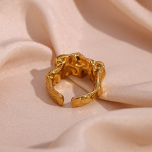 Load image into Gallery viewer, VARNU - 2023 New In Abstract Artistic Irregular Design Open Size Index Gold Plated Rings For Women Tarnish Free Stainless Steel Jewelry