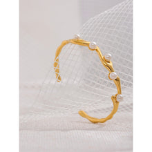 Load image into Gallery viewer, KYLEA - Yhpup Elegant Imitation Pearls Gold Color Stainless Steel Twist Cuff Bracelet Bangle Waterproof Charm Jewelry for Women Gift