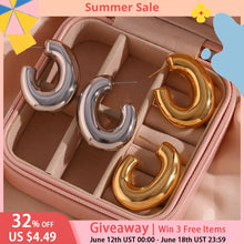 Load image into Gallery viewer, VANYA - Hollow Light Easy to Wear Oversize Bold Chunky Hoop Earrings For Woman Stainless Steel PVD Plated Silver Color Hoop Earring