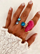 Load image into Gallery viewer, Women's fashion ring with faceted blue crystal designed for everyday wear