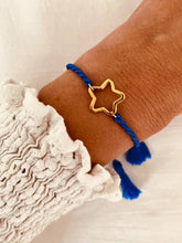 Load image into Gallery viewer, Adjustable friendship bracelet with gold-plated star charm and braided rope cord