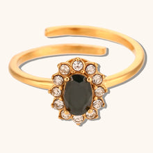 Load image into Gallery viewer, Luxury statement ring designed with an oval zircon and elegant floral elements