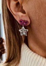 Učitaj sliku u preglednik galerije, Bow knot dangle earrings with delicate star pendant in stainless steel
