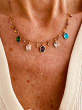 Load image into Gallery viewer, Necklace styled with summer outfit showing vibrant colors and lightweight elegant design