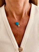 Load image into Gallery viewer, Elegant women's necklace with turquoise heart pendant and sparkling zircon charm