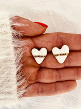 Load image into Gallery viewer, GEONA - White Enamel Heart Earrings