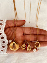 Load image into Gallery viewer, gold pearl and zirconia necklace flat lay