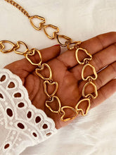 Load image into Gallery viewer, Close-up of heart link necklace showing unique irregular heart details