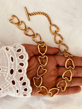 Load image into Gallery viewer, Gold heart link necklace with irregular heart shapes and stainless steel design