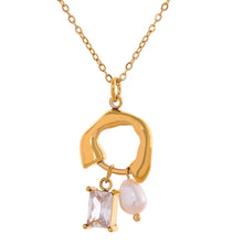 Load image into Gallery viewer, minimalist pendant necklace pearl zirconia detail