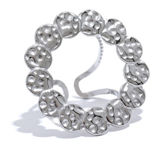 Load image into Gallery viewer, Contemporary architectural ring styled with elegant gold jewelry and minimalist fashion