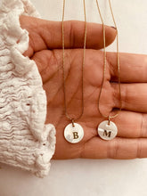 Load image into Gallery viewer, Personalized shell necklace with gold initial pendant