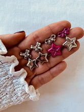 Učitaj sliku u preglednik galerije, Trendy stainless steel bow knot earrings with small star charm for women