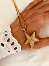 Load image into Gallery viewer, Sparkling starfish necklace with cubic zirconia stones and long chain design