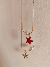 Load image into Gallery viewer, Detailed view of double chain structure showing layered lengths and delicate stainless steel links for a refined finish