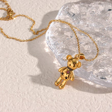 Load image into Gallery viewer, teddy bear pendant necklace gold front view