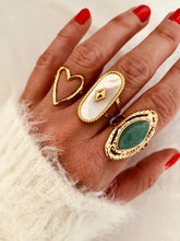 Load image into Gallery viewer, Waterproof gold heart ring styled on model