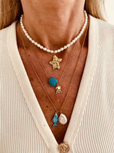 Load image into Gallery viewer, Women's gold necklace with vibrant turquoise stone and sparkling zircon accents