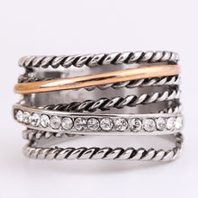 Učitaj sliku u preglednik galerije, Luxury women's Designer rings unique jewelry one row gold-color pave setting one row Crystal Accessories Big ring