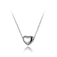 Učitaj sliku u preglednik galerije, Stainless steel chain necklace comes in two colours: rose gold and silver. It is adorned with a small pedant in a shape of a heart. Simple and elegant design makes this necklace perfect for any outfit. It has adjustable length and lobster clasp.