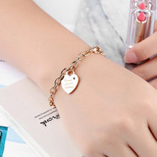 Load image into Gallery viewer, Trendy Titanium Stainless Steel Heart Charm Bracelets Rose Gold Color Female Models Love Chain & Link Bracelets B18195