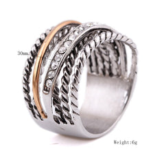 Učitaj sliku u preglednik galerije, Luxury women's Designer rings unique jewelry one row gold-color pave setting one row Crystal Accessories Big ring