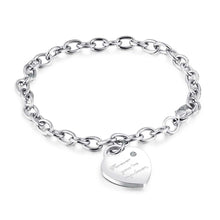 Load image into Gallery viewer, Lokaer Trendy Titanium Stainless Steel Heart Charm Bracelets Rose Gold Color Female Models Love Chain & Link Bracelets B18195