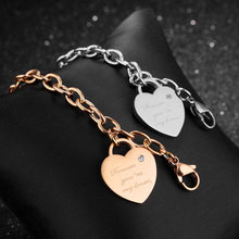 Load image into Gallery viewer, Trendy Titanium Stainless Steel Heart Charm Bracelets Rose Gold Color Female Models Love Chain & Link Bracelets B18195