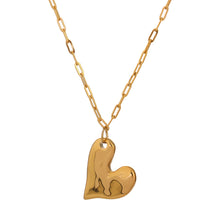 Load image into Gallery viewer, Gold stainless steel heart pendant necklace with irregular textured surface displayed on a delicate chain for a modern minimalist everyday jewelry look