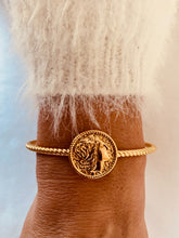 Load image into Gallery viewer, 18K gold plated portrait cuff bracelet in stainless steel minimalist open bangle

