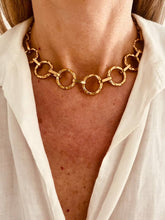 Load image into Gallery viewer, Woman wearing chunky chain necklace styled with a casual outfit
