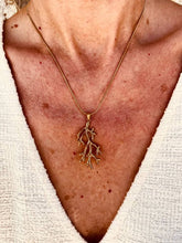 Load image into Gallery viewer, CAMILLA coral branch necklace crafted from gold plated stainless steel worn on its own.
