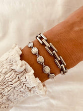 Load image into Gallery viewer, Geometric link bracelet worn on wrist showcasing modern minimalist jewelry style
