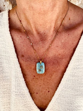 Load image into Gallery viewer, ADORA amazonite necklace worn on its own with a delicate gold chain
