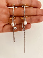 Učitaj sliku u preglednik galerije, Macro shot of zirconia paper clip earrings capturing sparkle texture and high quality stainless steel finish
