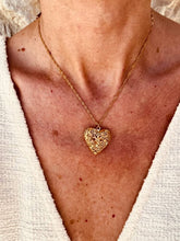 Load image into Gallery viewer, AVA opening heart locket necklace worn on its own.
