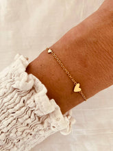Load image into Gallery viewer, Three heart chain bracelet displayed on neutral background showcasing clean elegant aesthetic
