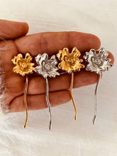Load image into Gallery viewer, Minimalist floral earrings by Bernat Jewelry.
