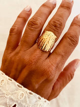 Load image into Gallery viewer, LAURENA gold seashell statement ring with a sculptural textured finish.
