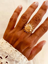 Load image into Gallery viewer, Gold pearl ring inspired by Mediterranean beaches.
