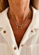 Load image into Gallery viewer, OLIMPE two-tone necklace with front clasp.

